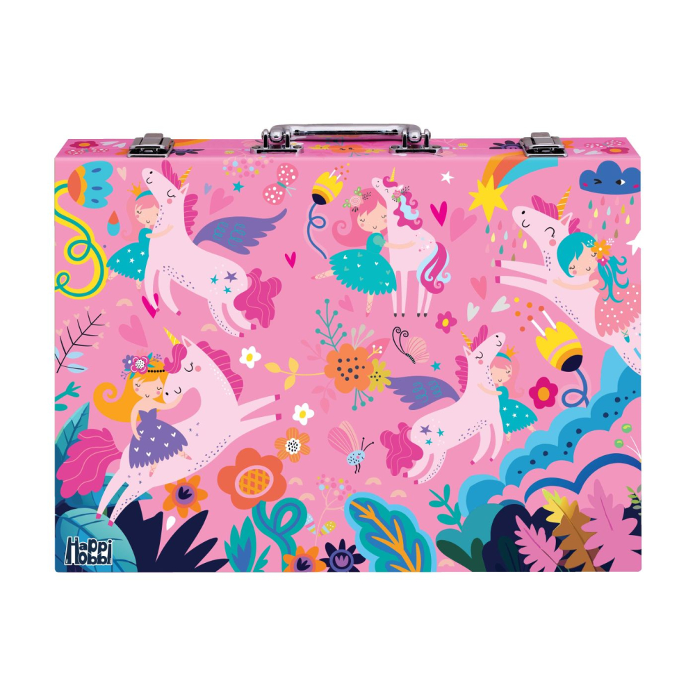 Happi hobbi art case set de desen deluxe cu 100 de accesorii fantezie unicorni copii 3 ani - 12 ani [3]