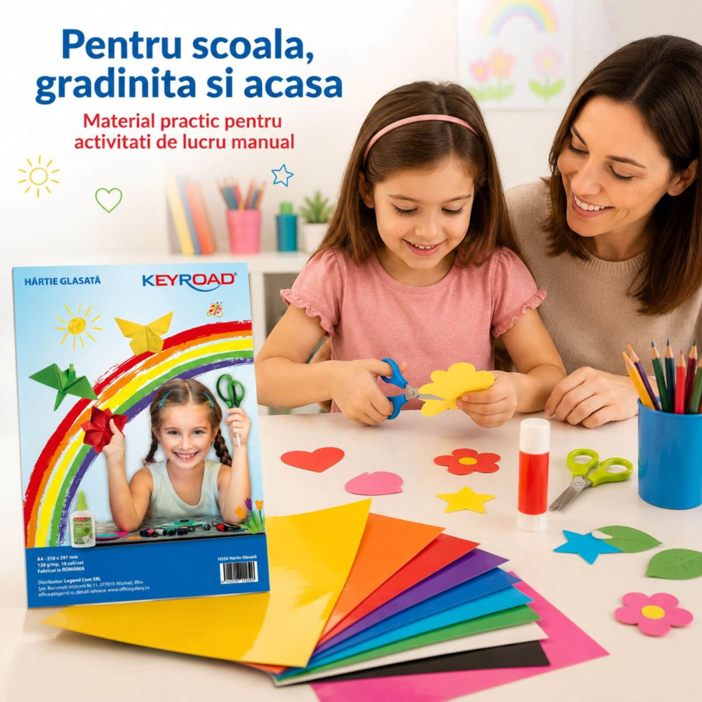 Hartie Glasata, Colorata si Lucioasa, A4, Set 10 Coli [4]