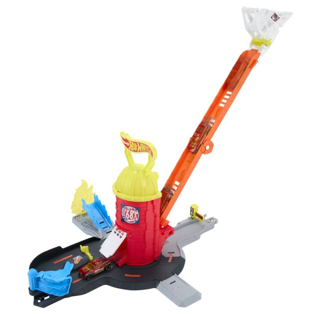 Hot wheels city set de joaca super statie de pompieri cu masinuta inclusa copii 4 ani - 10 ani [4]