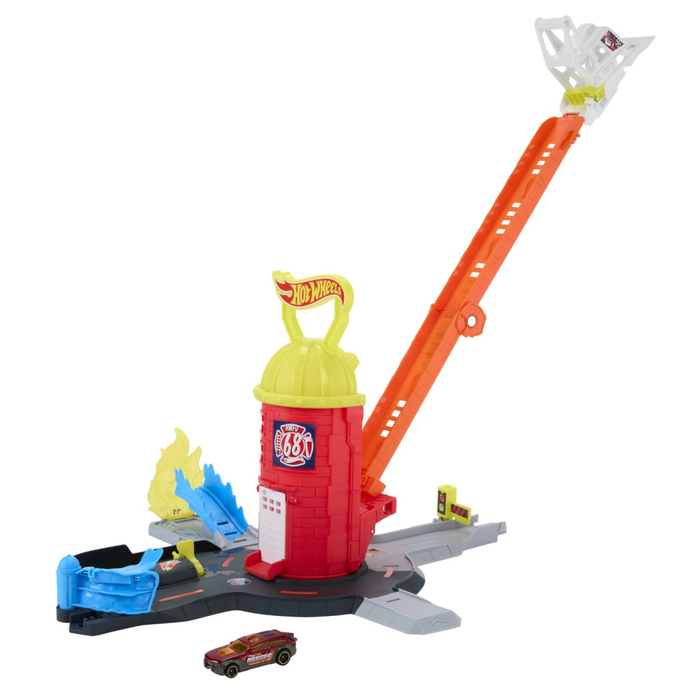 Hot wheels city set de joaca super statie de pompieri cu masinuta inclusa copii 4 ani - 10 ani [6]