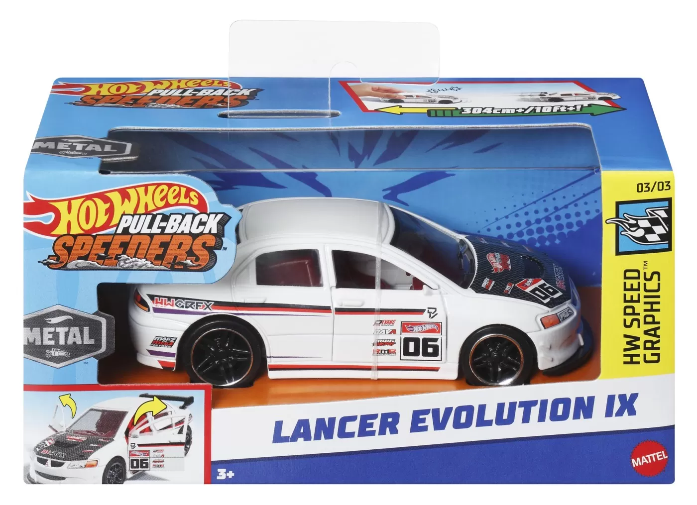 Hot wheels masinuta metalica cu sistem pull back lancer evolution ix scara 1:43, varsta de la 3 ani la 7 ani [1]