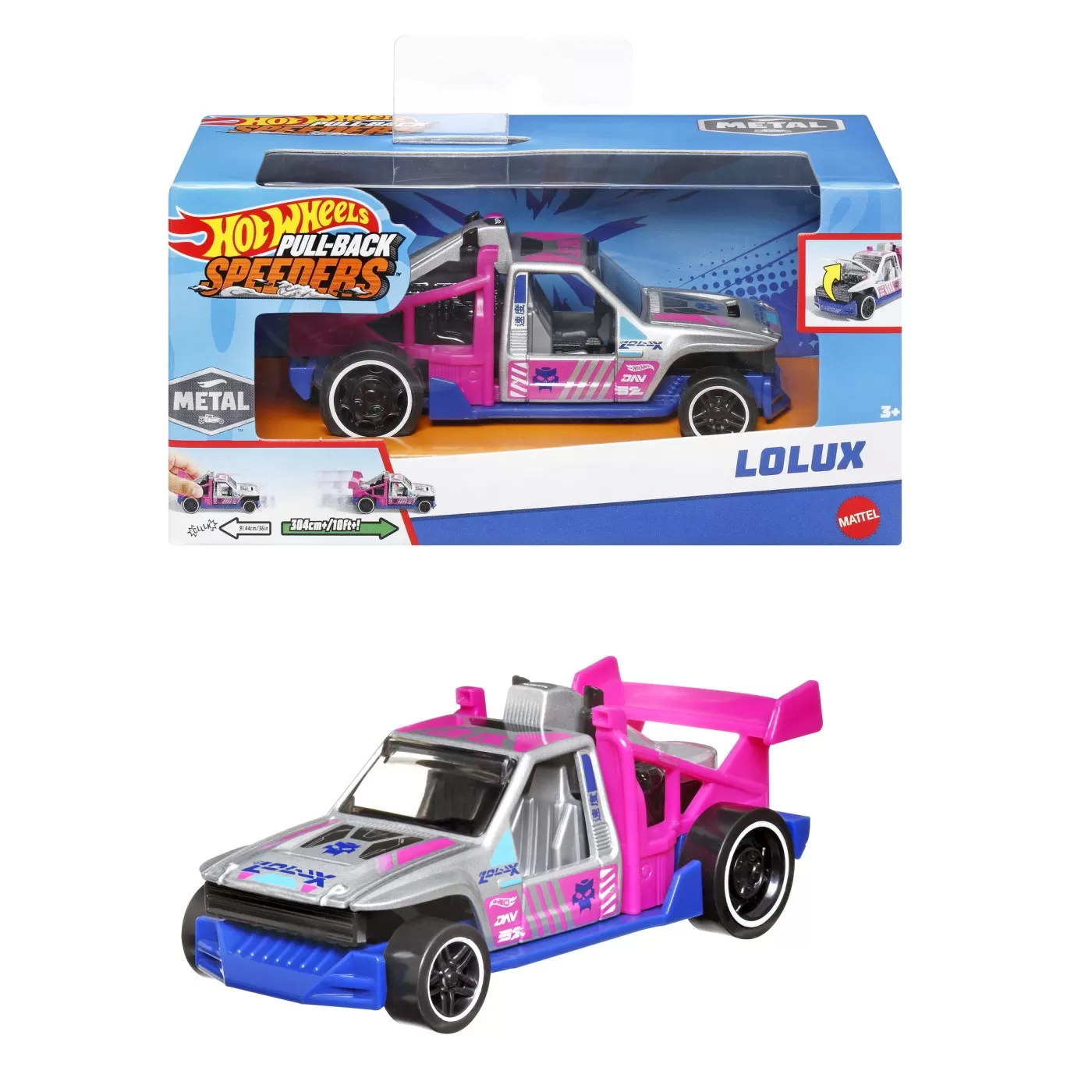 Hot wheels masinuta metalica cu sistem pull back lolux scara 1:43, varsta de la 3 ani la 7 ani [6]
