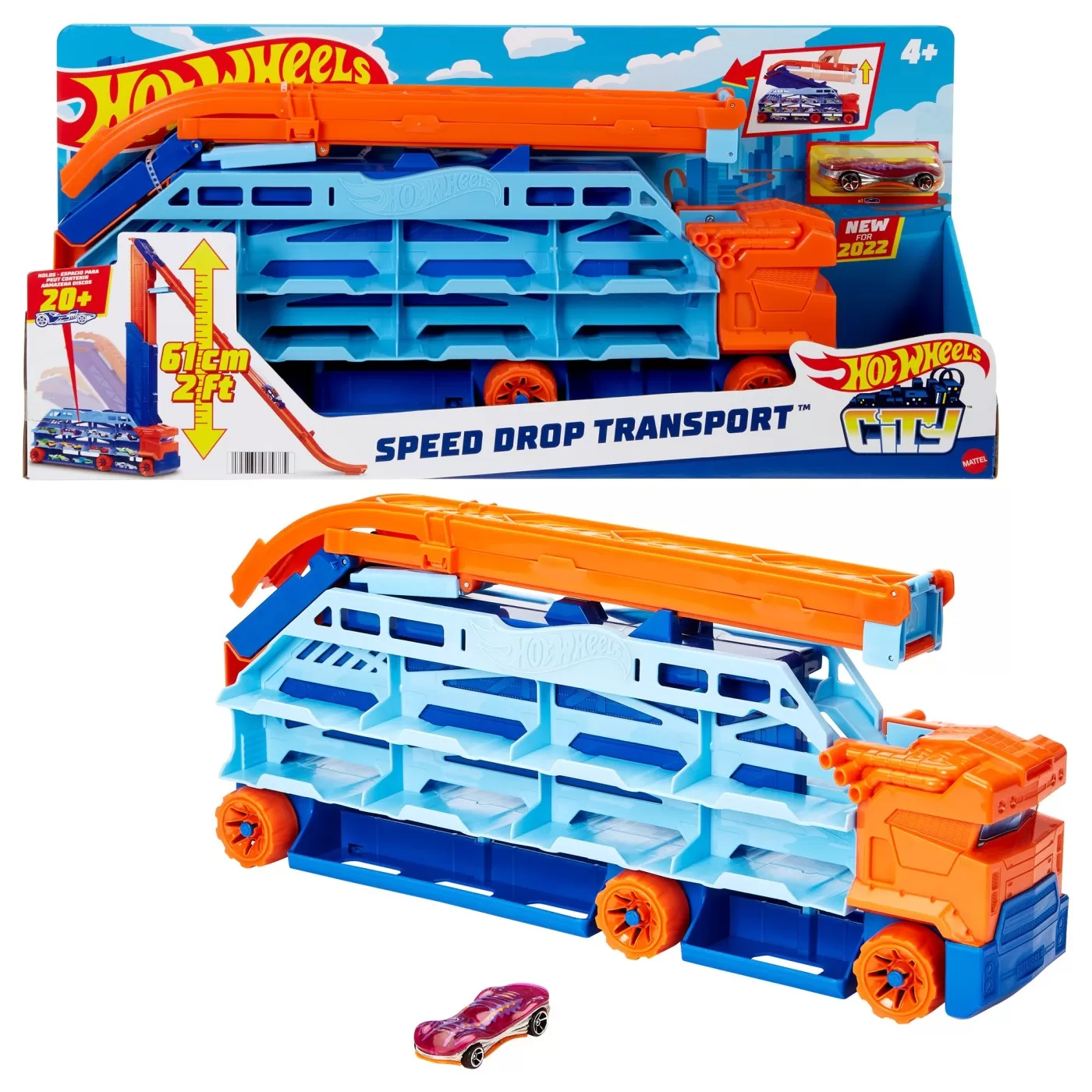 Hot wheels mega transportator masini si pista de lansare, varsta de la 4 ani la 8 ani [6]