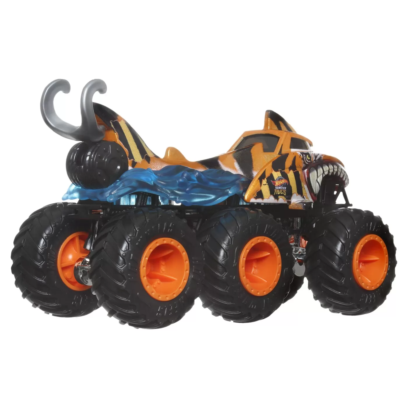 Hot wheels monster truck big rigs masinuta metalica cu 6 roti tiger shark scara 1:64, varsta de la 3 ani la 7 ani [3]