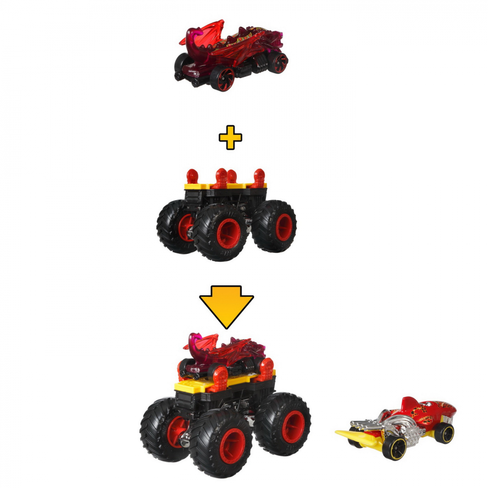 Hot wheels monster truck cu masinute neagru si rosu, varsta de la 3 ani la 12 ani [3]