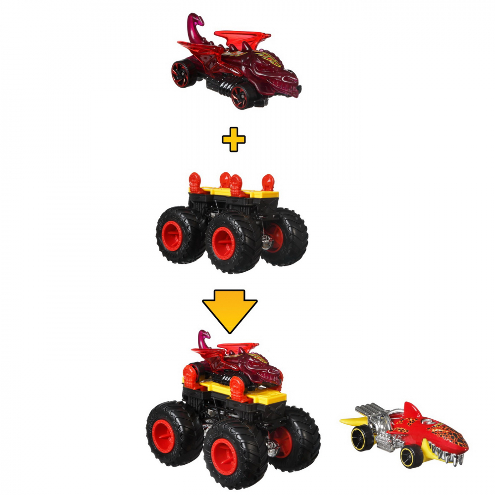 Hot wheels monster truck cu masinute neagru si rosu, varsta de la 3 ani la 12 ani [4]