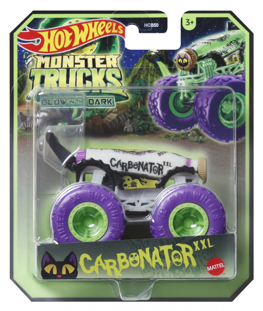Hot wheels monster truck glow in the dark masinuta carbonator xxl scara 1:64, varsta de la 3 ani la 7 ani [1]