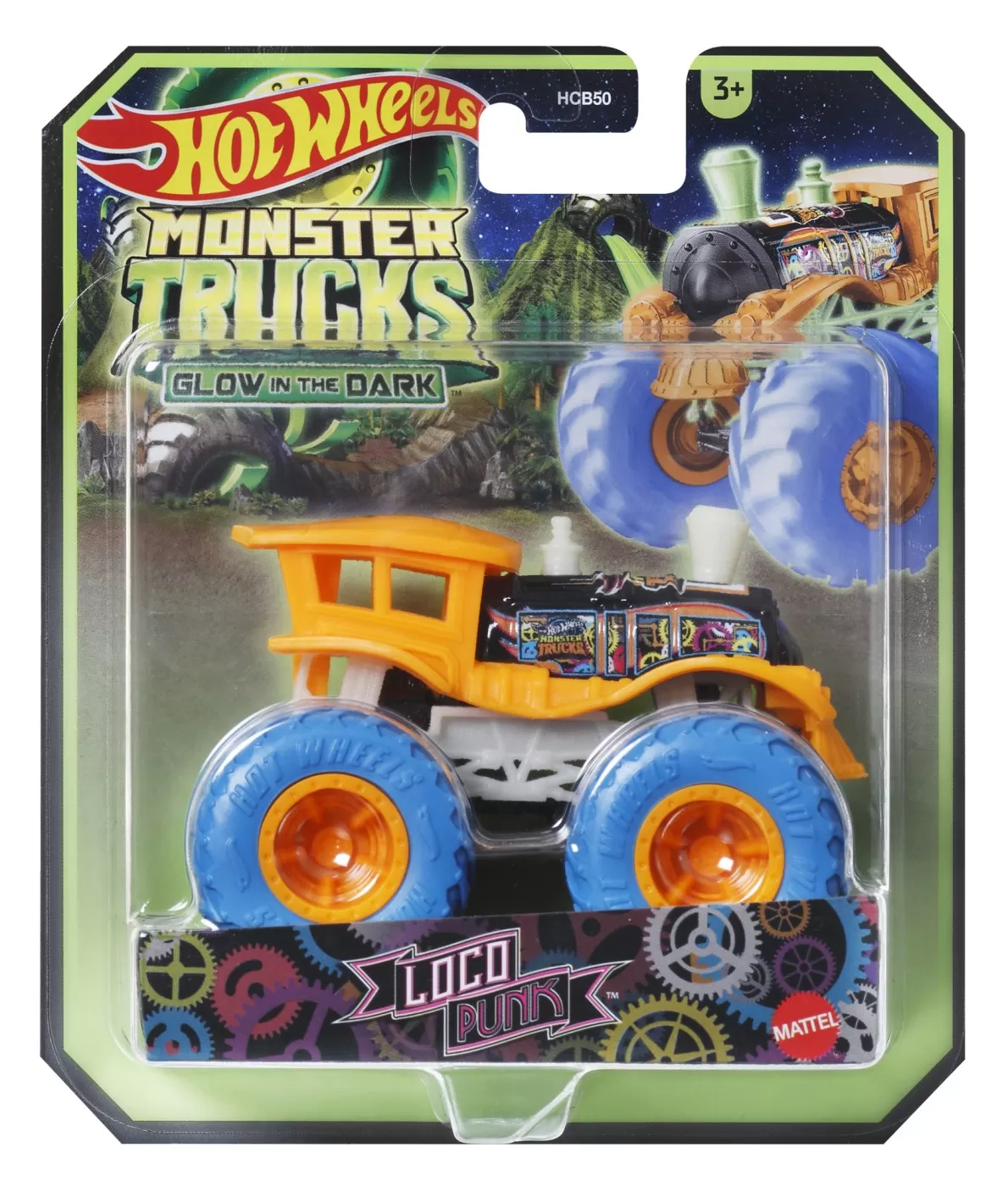 Hot wheels monster truck glow in the dark masinuta loco punk scara 1:64, varsta de la 3 ani la 7 ani [1]