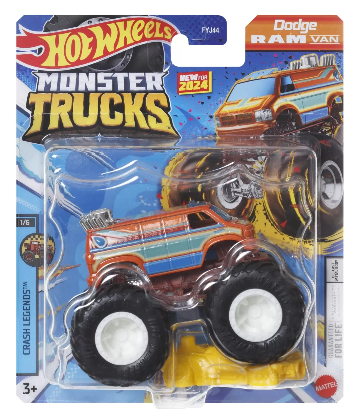 Hot wheels monster truck masinuta dodge ram van scara 1:64, varsta de la 3 ani la 14 ani [1]