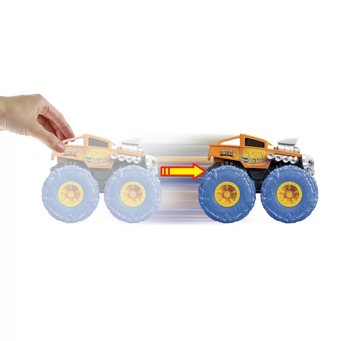 Hot wheels monster truck masinuta twister tredz bone shaker portocaliu scara 1:43, copii 3 -10 ani [3]