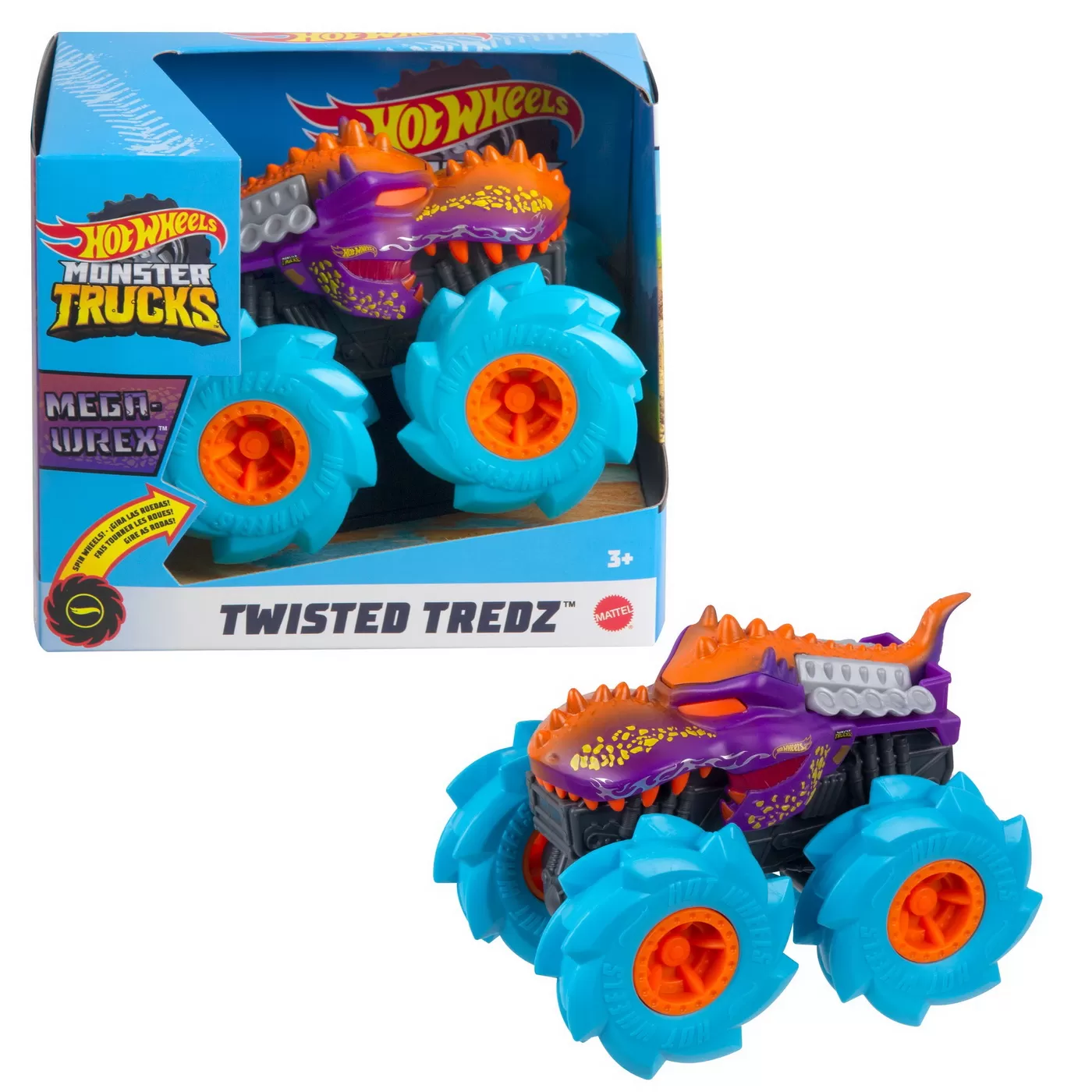 Hot wheels monster truck masinuta twister tredz mega wrex albastru scara 1:43, varsta de la 3 ani la 10 ani [6]