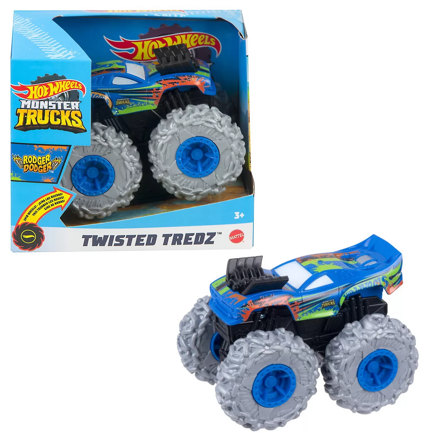 Hot wheels monster truck masinuta twister tredz roger dodger scara 1:43, varsta de la 3 ani la 10 ani [5]