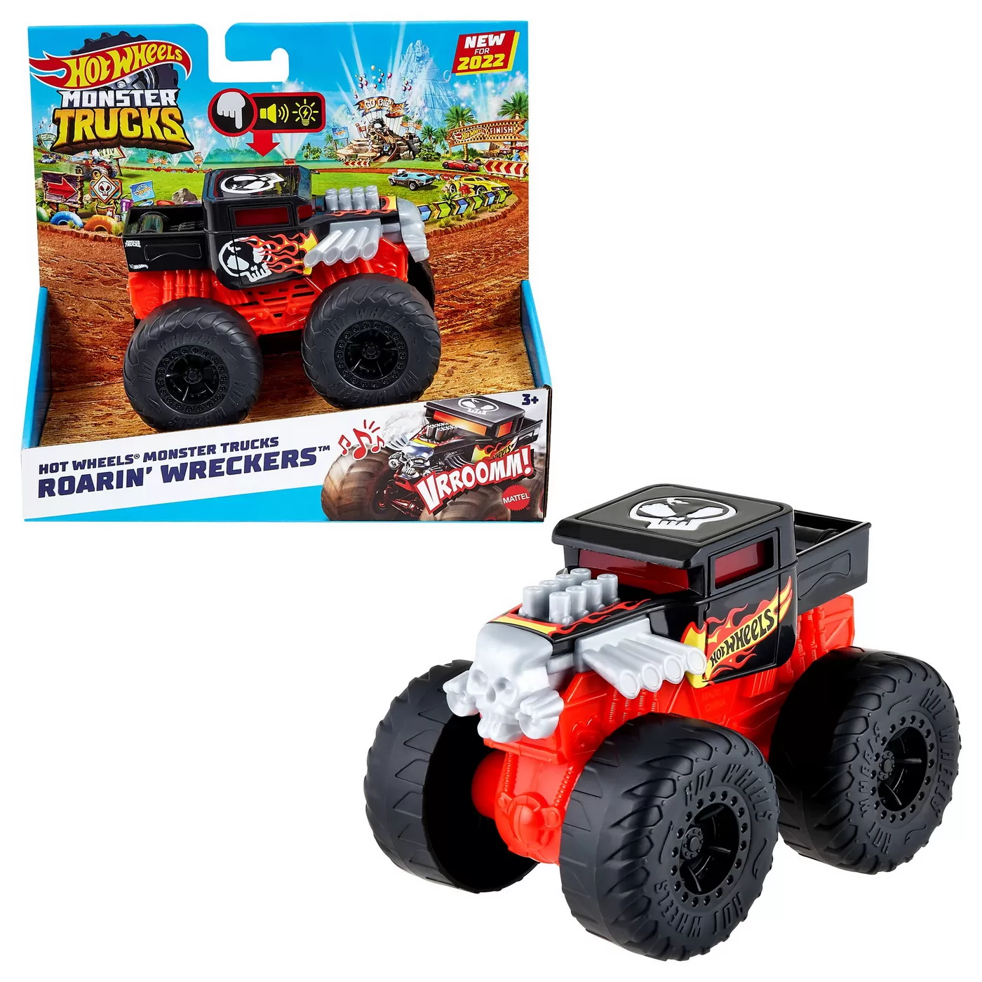 Hot wheels monster truck roarin wreckers bone shaker cu functii si sunete scara 1:43, varsta de la 3 ani la 10 ani [5]