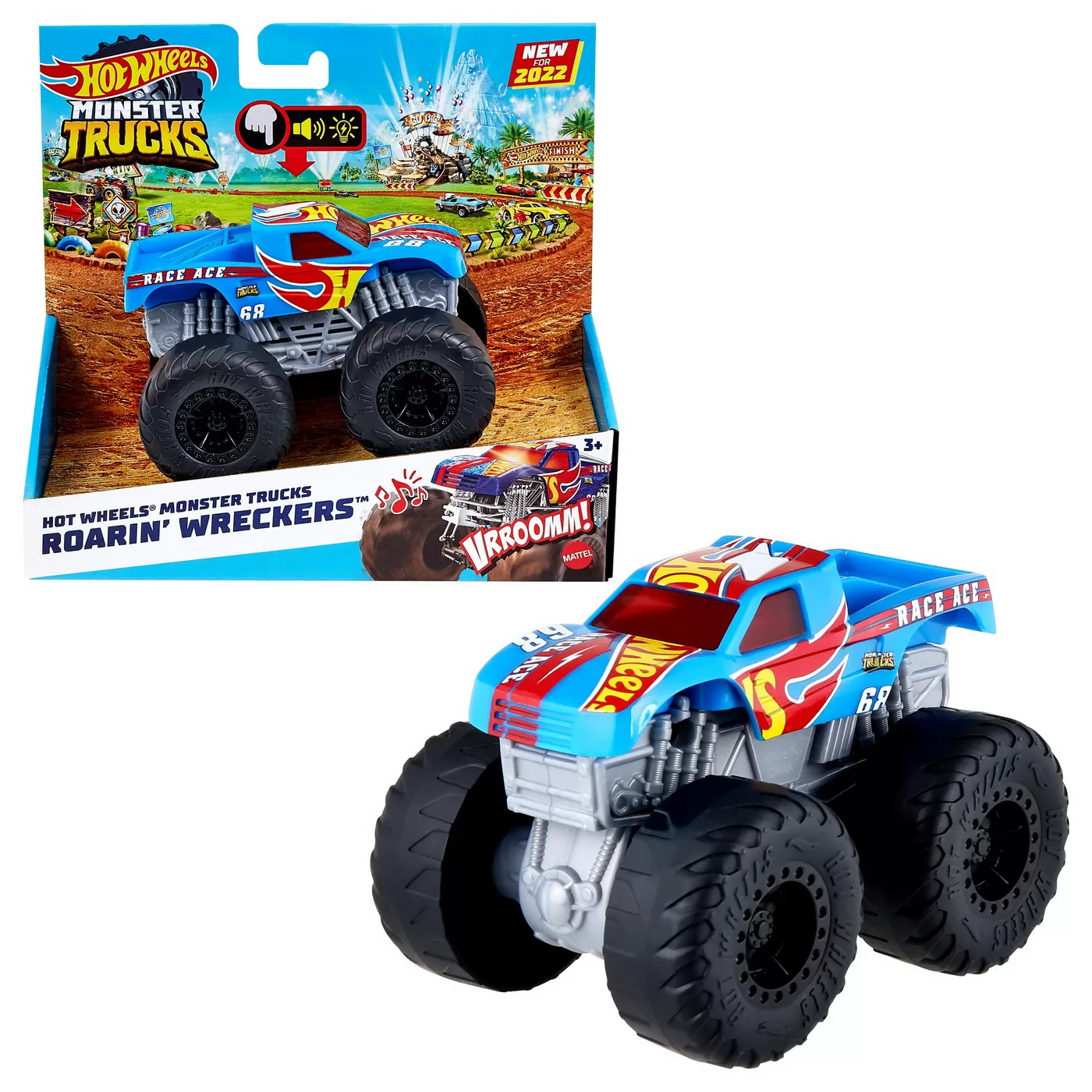 Hot wheels monster truck roarin wreckers race ace cu functii si sunete scara 1:43, varsta de la 3 ani la 10 ani [8]