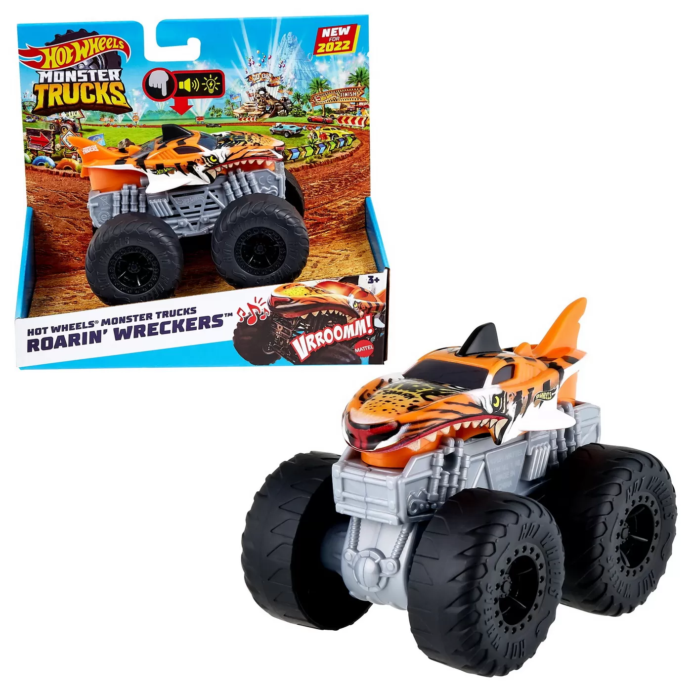 Hot wheels monster truck roarin wreckers tiger shark cu functii si sunete scara 1:43, varsta de la 3 ani la 10 ani [7]