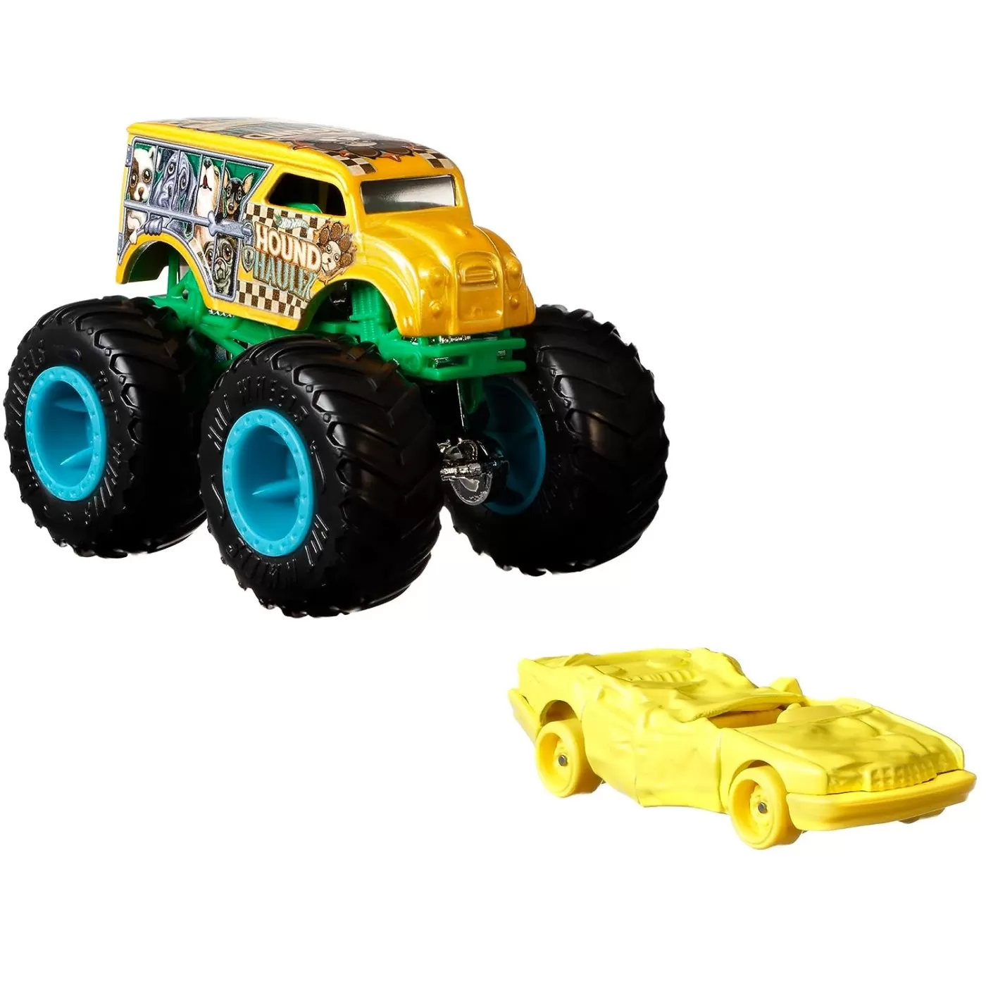 Hot wheels monster truck si masinuta metalica hound hauller, varsta de la 3 ani la 12 ani [2]