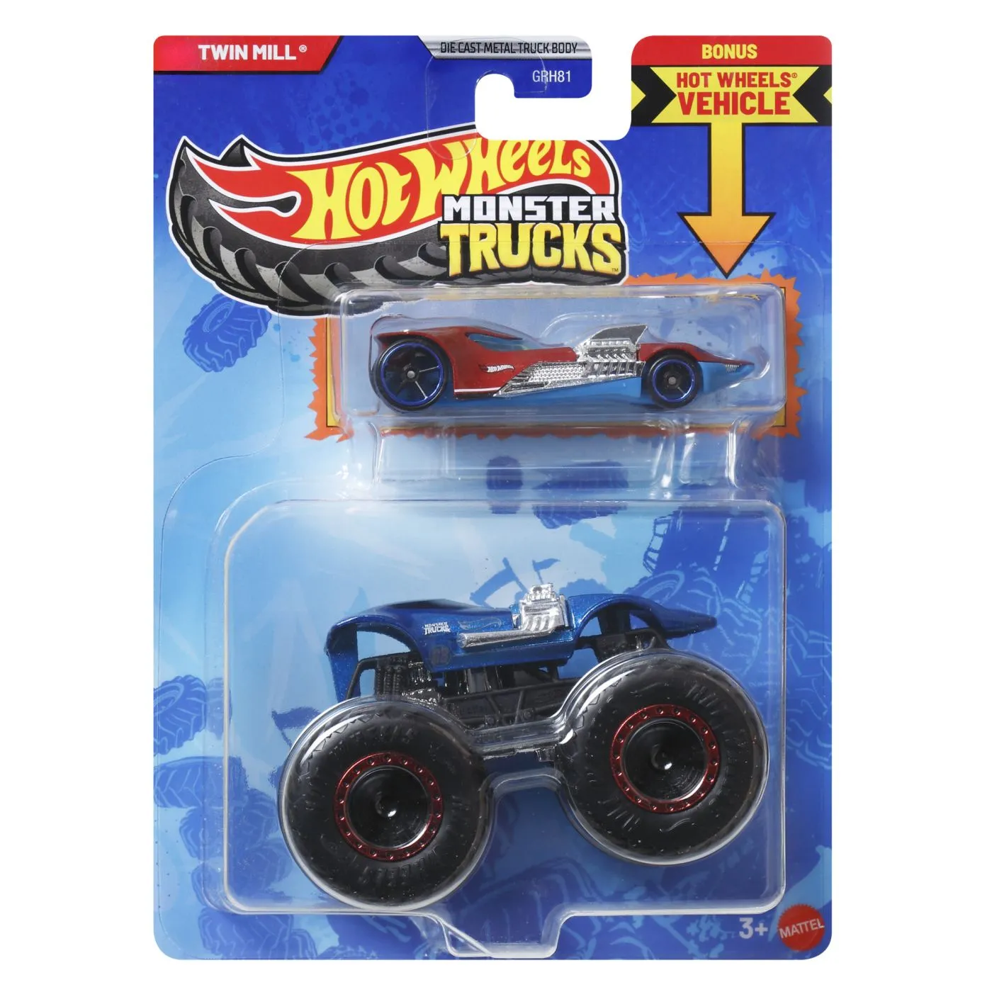 Hot wheels monster truck si masinuta metalica twin mill, copii varsta 3 ani pana la 12 ani [1]