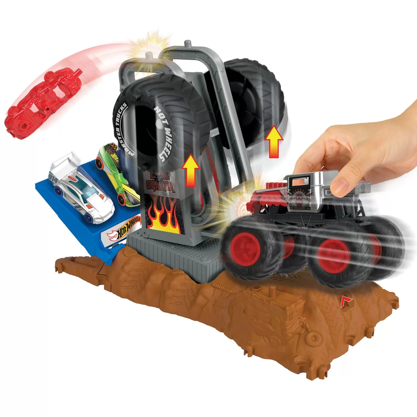 Hot wheels monster trucks entry challenge arena smashers provocarea tire press, varsta de la 4 ani la 12 ani [4]
