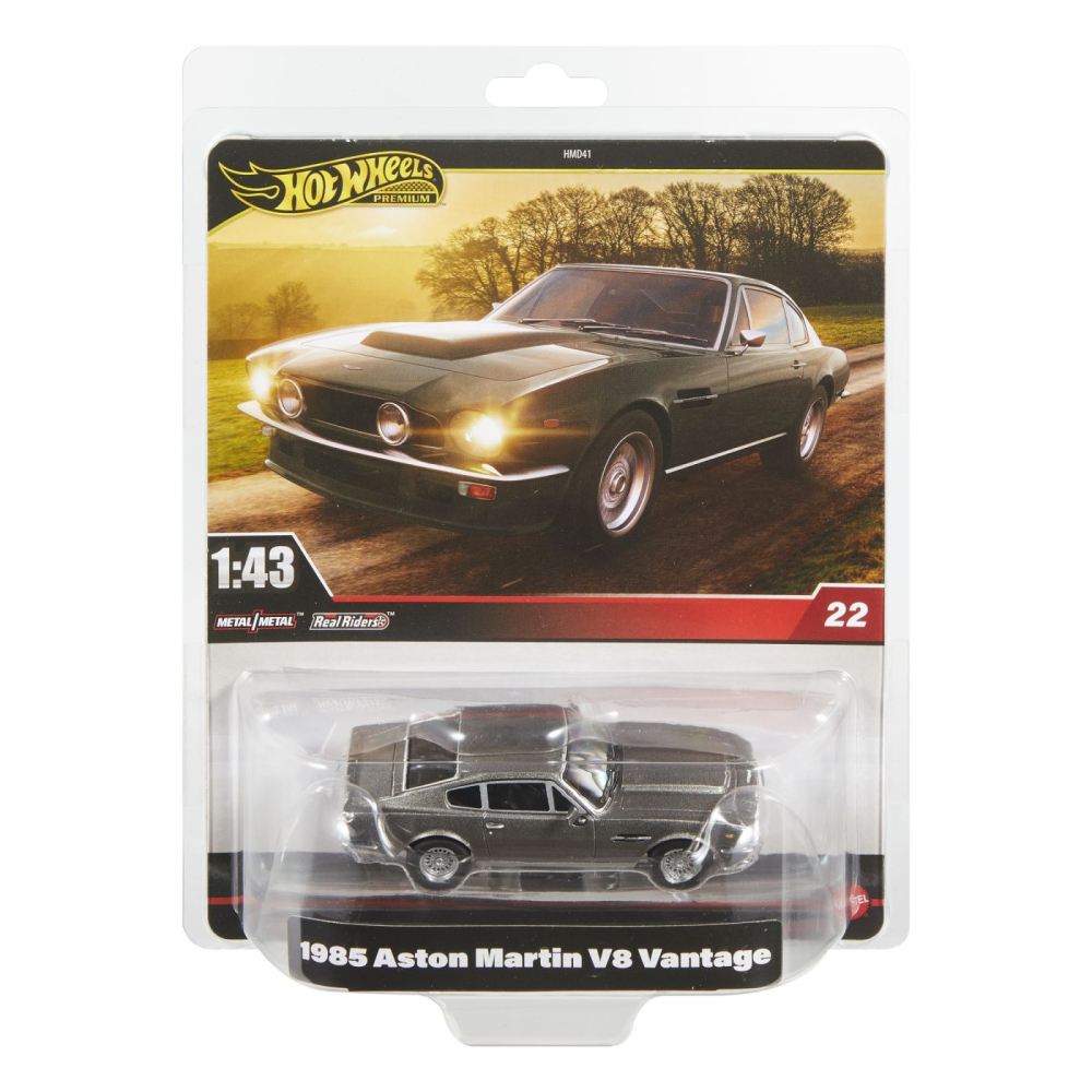Hot wheels premium real riders masinuta metalica aston martin v8 vantage 1985 scara 1 la 43 [1]