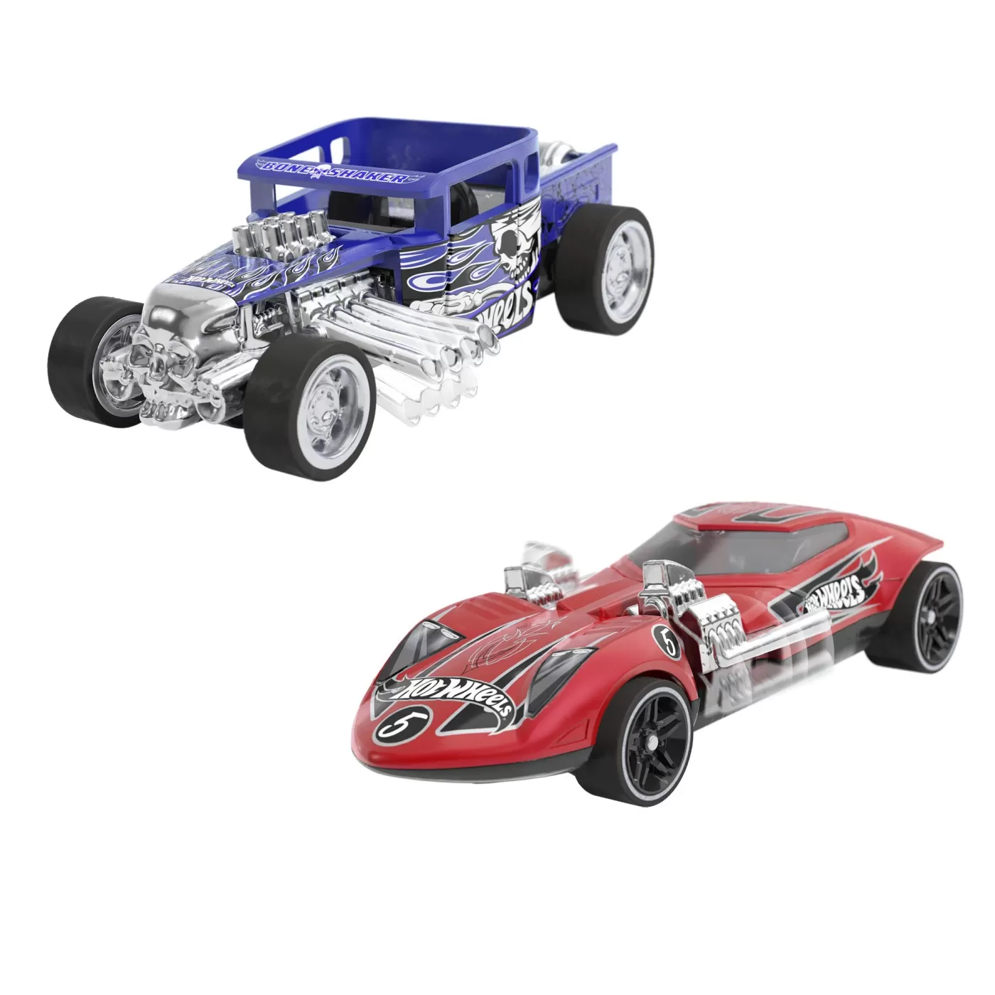 Hot wheels set 2 masinute metalice pull back bone shaker si twin mill 1:43, varsta de la 3 ani la 7 ani [4]