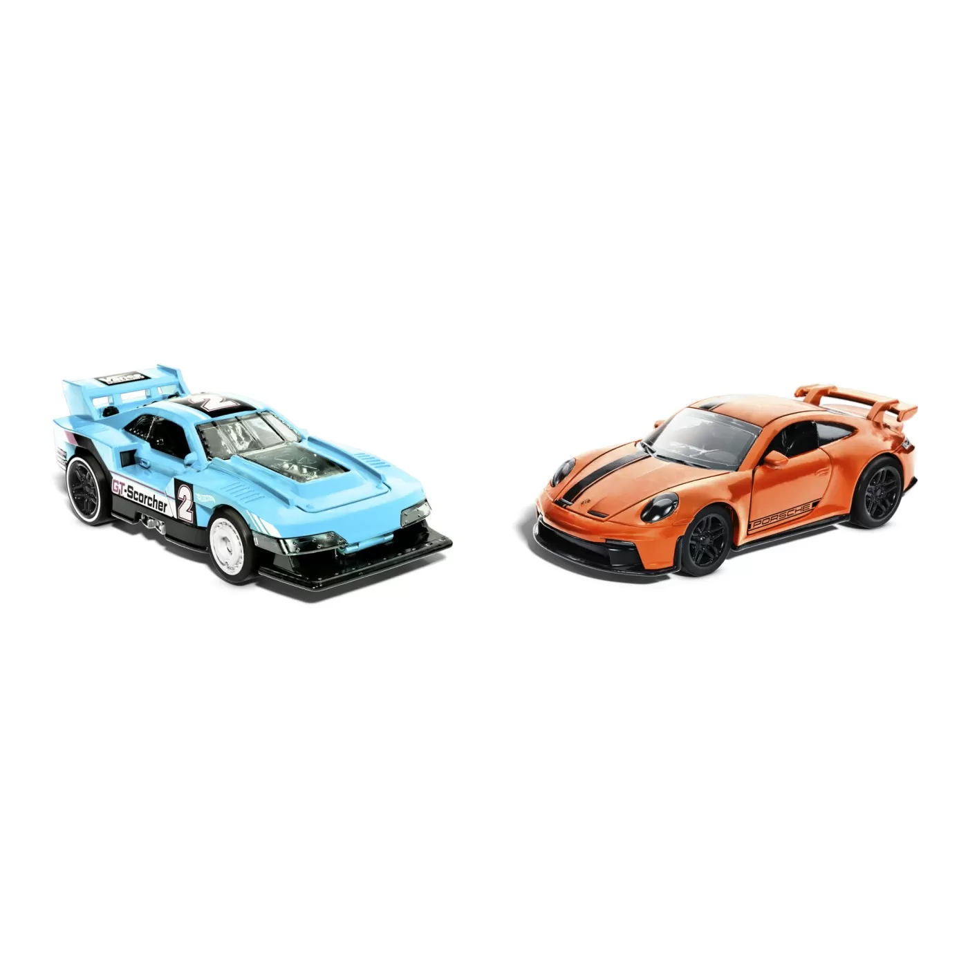 Hot wheels set 2 masinute metalice pull back gt-scorcher si porsche 911 gt3 1:43, varsta de la 3 ani la 7 ani [4]