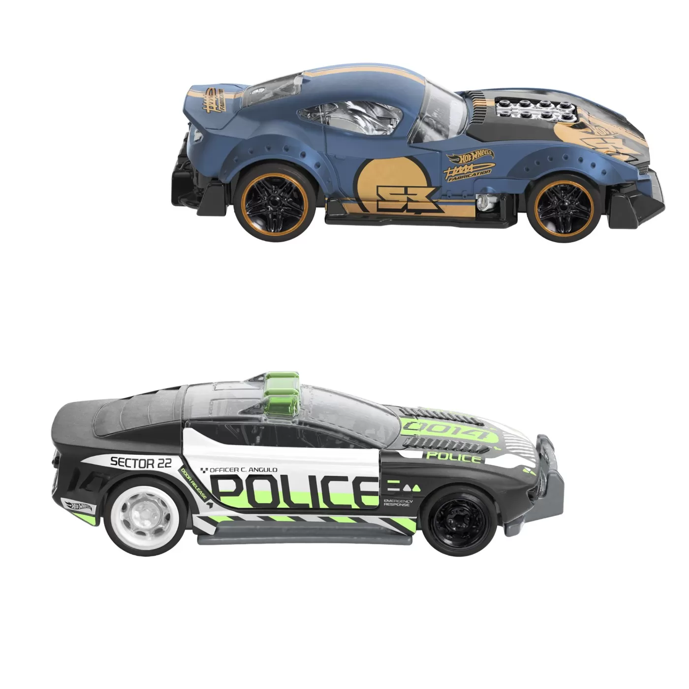 Hot wheels set 2 masinute metalice pull back muscle and blown si alpha pursuit 1:43, varsta de la 3 ani la 7 ani [3]