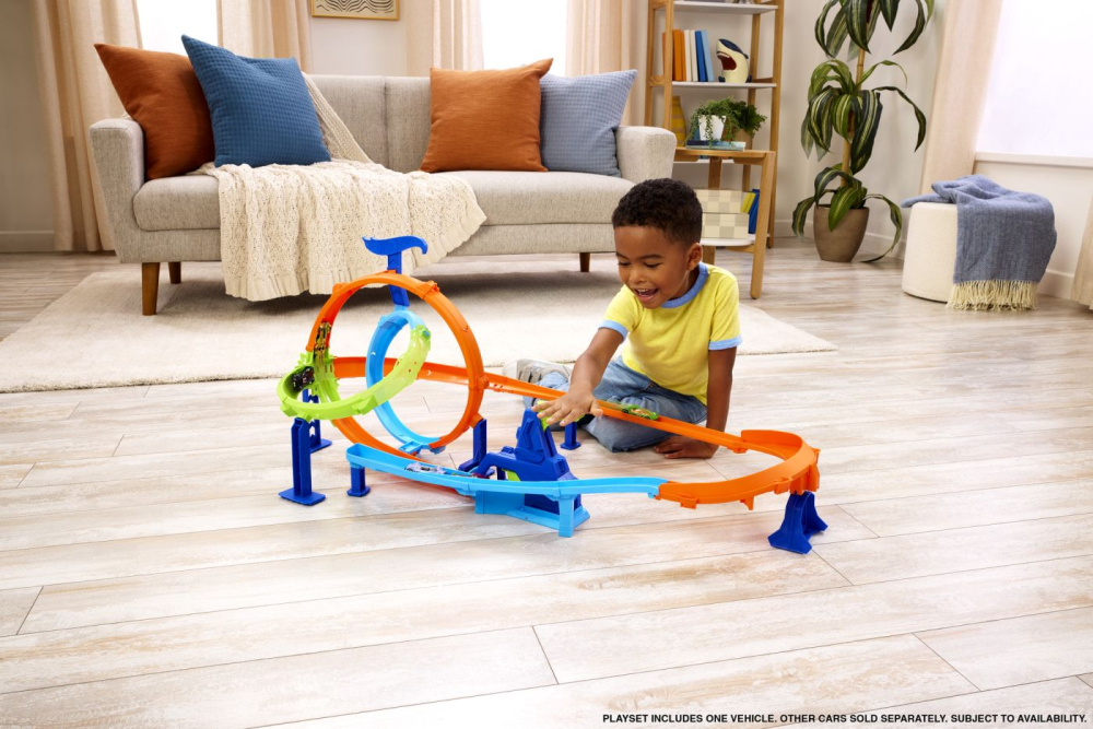 Hot wheels stunt tracks pista ciclon de lansarea rapida cu masinuta inclusa [5]