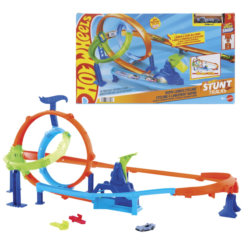 Hot wheels stunt tracks pista ciclon de lansarea rapida cu masinuta inclusa [3]