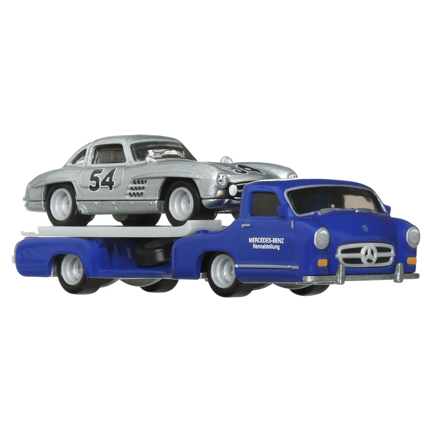 Hot wheels transportator  mercedes-benz 55  cu masinuta mercedes-benz 300 sl scara 1:64,  3 -8 ani [2]