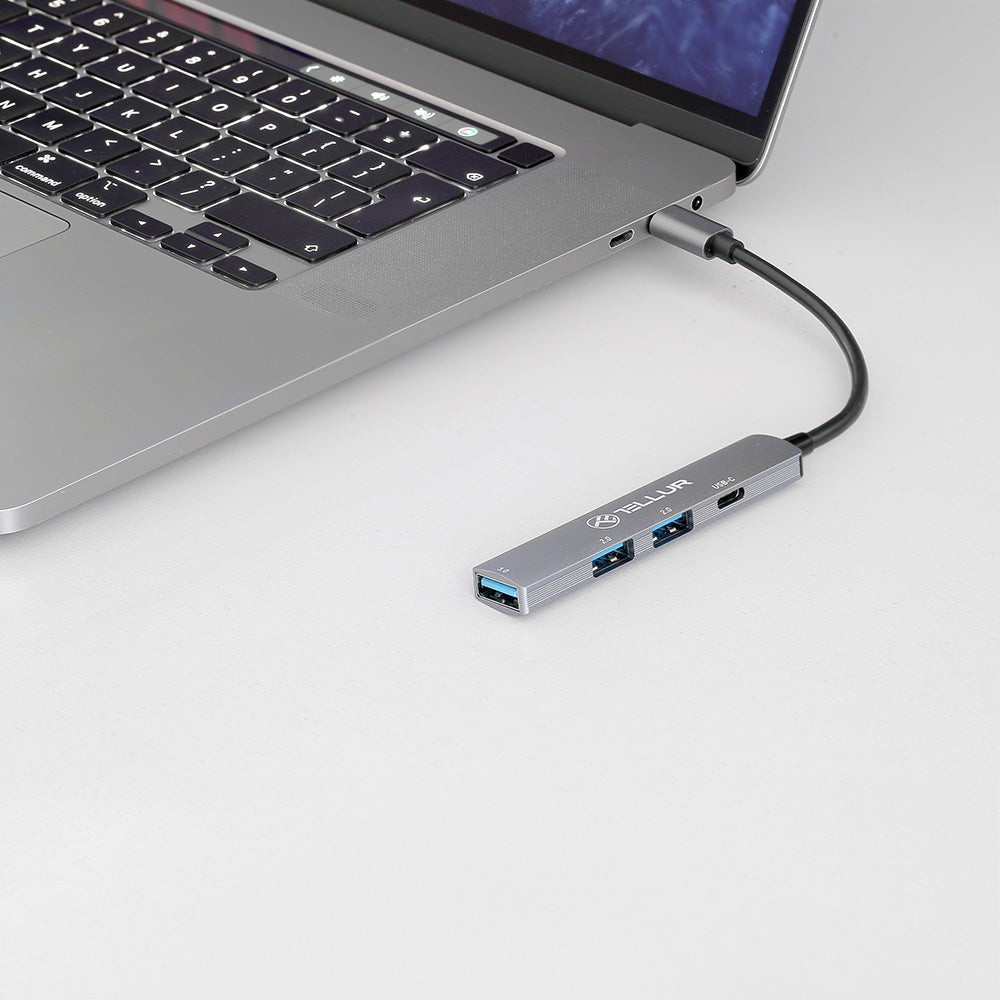 Hub USB-C 3.1 Tellur, 2xUSB 2.0 + 1xUSB-C + 1xUSB 3.0, aluminiu, gri [3]