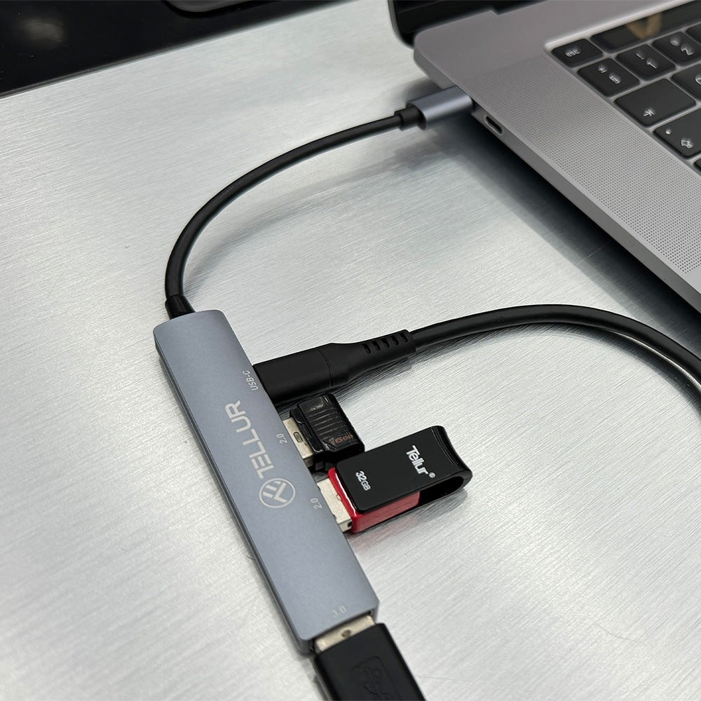 Hub USB-C 3.1 Tellur, 2xUSB 2.0 + 1xUSB-C + 1xUSB 3.0, aluminiu, gri [6]