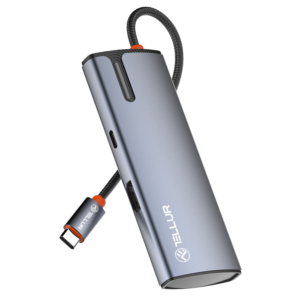 Hub USB-C Tellur, 1xPD 3.0 100W, 1xHDMI 4K, 3xUSB 3.0, aluminiu gri [8]