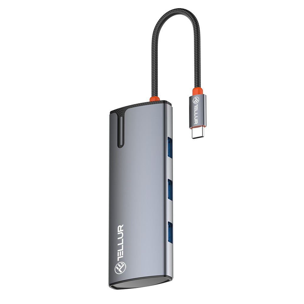 Hub USB-C Tellur, 1xPD 3.0 100W, 1xHDMI 4K, 3xUSB 3.0, aluminiu gri [7]