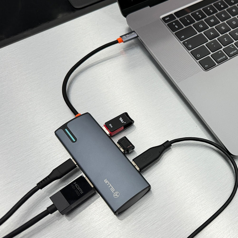 Hub USB-C Tellur, 1xPD 3.0 100W, 1xHDMI 4K, 3xUSB 3.0, aluminiu gri [5]