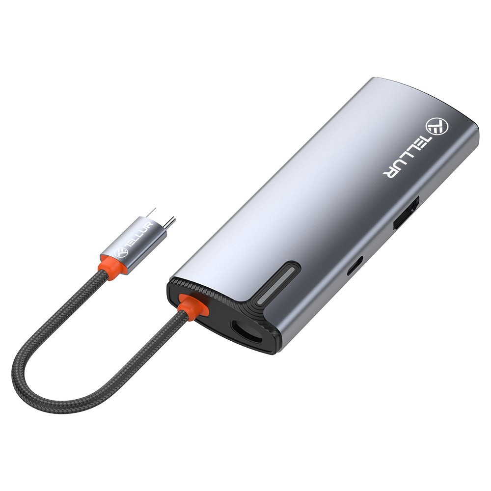 Hub USB-C Tellur, 1xPD 3.0 100W, 1xHDMI 4K, 3xUSB 3.0, aluminiu gri [10]