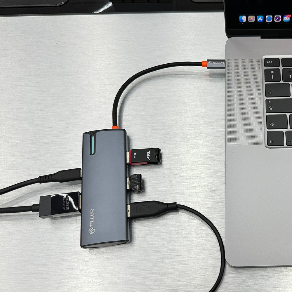 Hub USB-C Tellur, 1xPD 3.0 100W, 1xHDMI 4K, 3xUSB 3.0, aluminiu gri [4]
