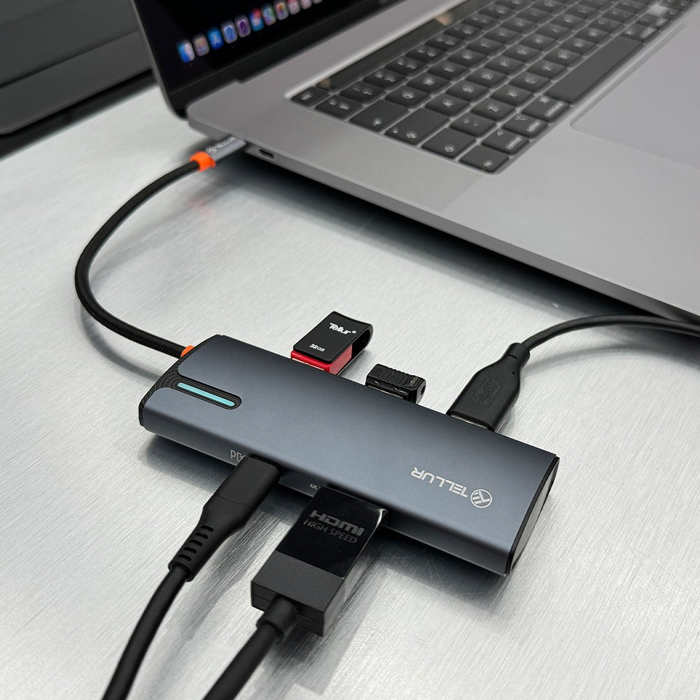 Hub USB-C Tellur, 1xPD 3.0 100W, 1xHDMI 4K, 3xUSB 3.0, aluminiu gri [6]