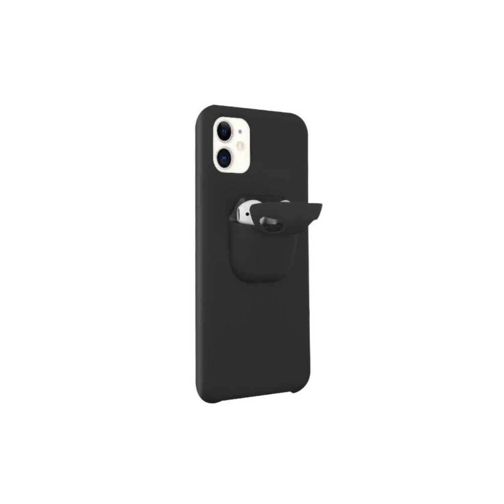 Husa iPhone 11 Pro Max Lemontti Liquid Silicone with Apple AirPods Case Dark Blue [2]