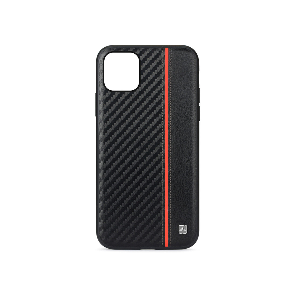 Husa iPhone 11 Pro Max Meleovo Carbon Black & Red (placuta metalica integrata) [5]