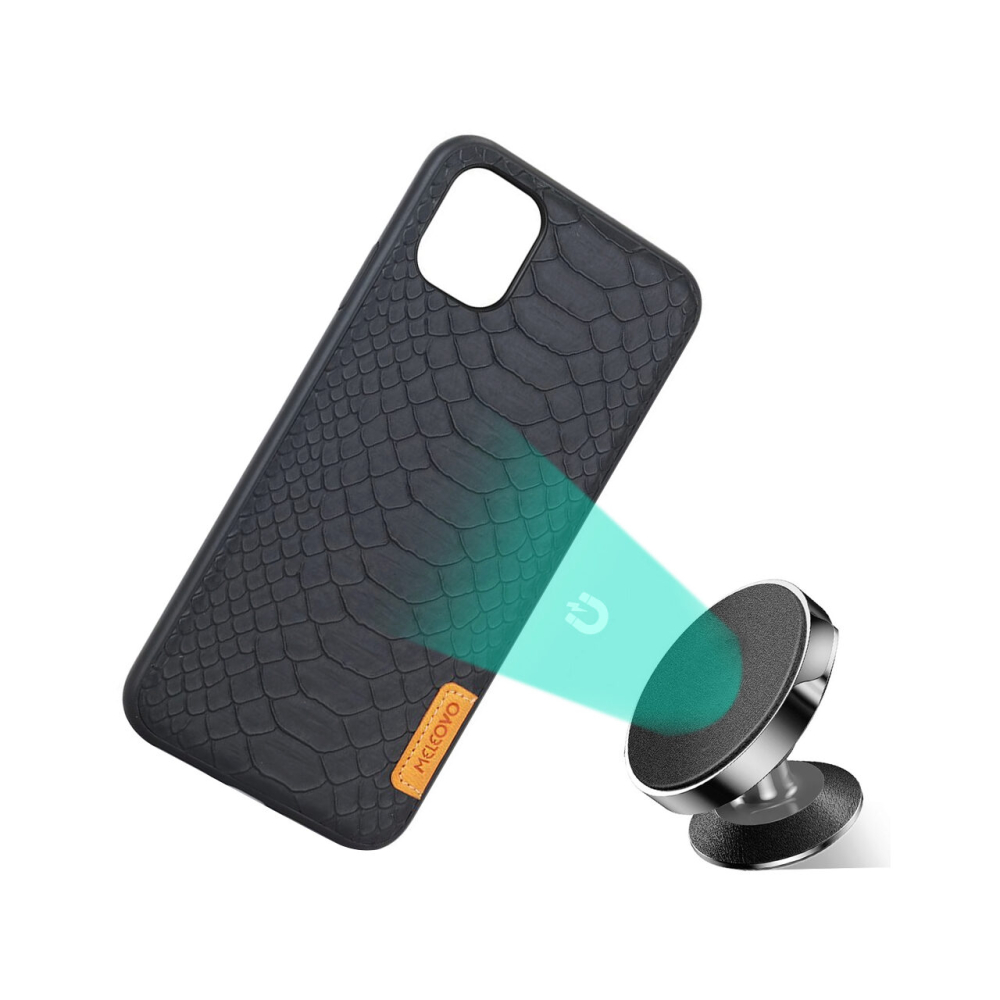 Husa iPhone 11 Pro Max Meleovo Python Black (placuta metalica integrata) [3]