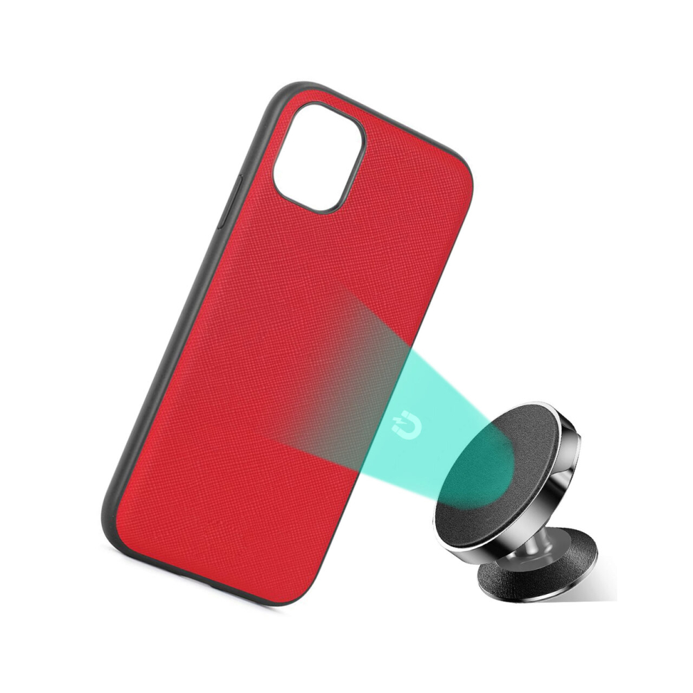 Husa iPhone 11 Pro Max Meleovo Saffiano Magnetic Red (placuta metalica integrata) [4]