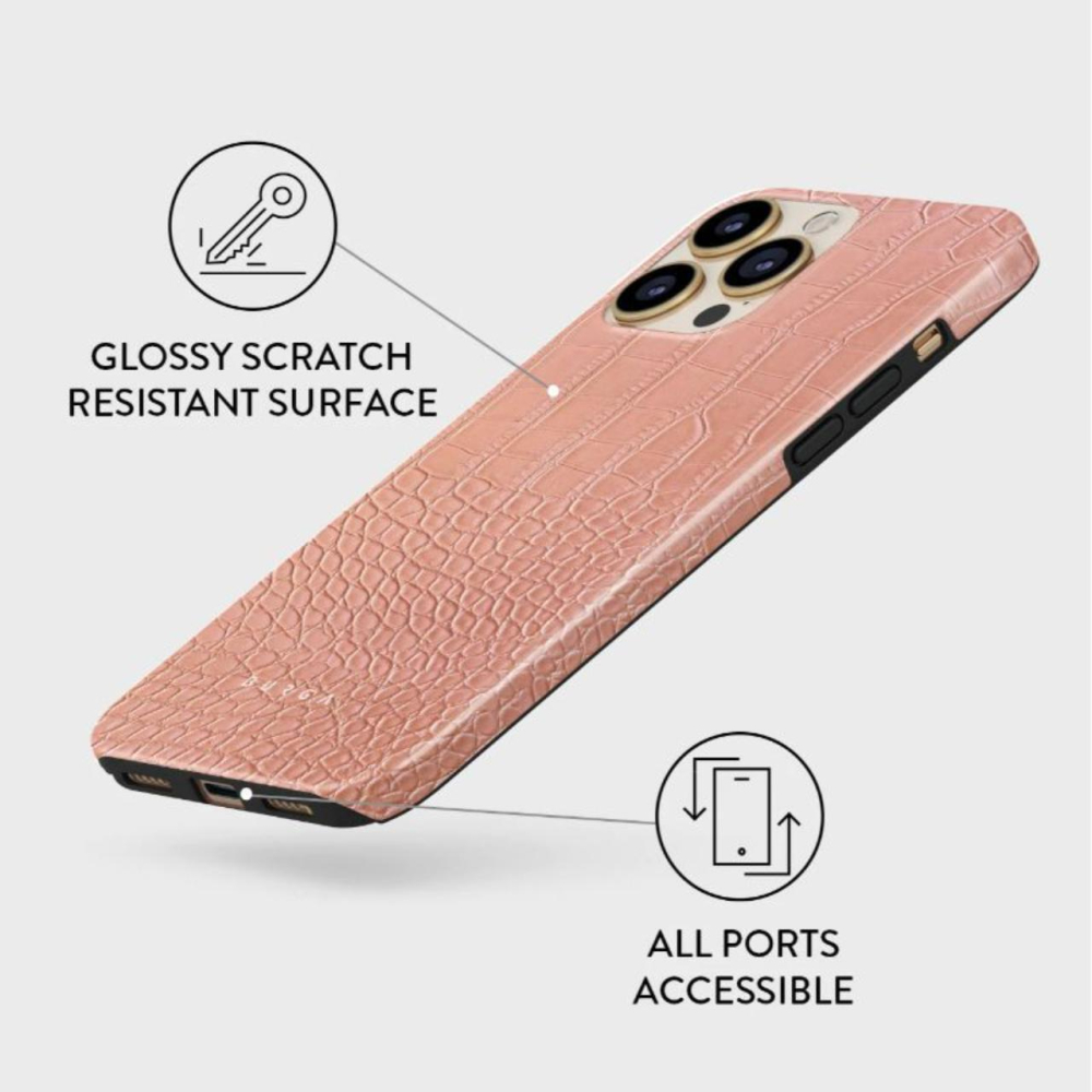 Husa iPhone 13 Pro Burga Dual Layer Pink Croco [2]