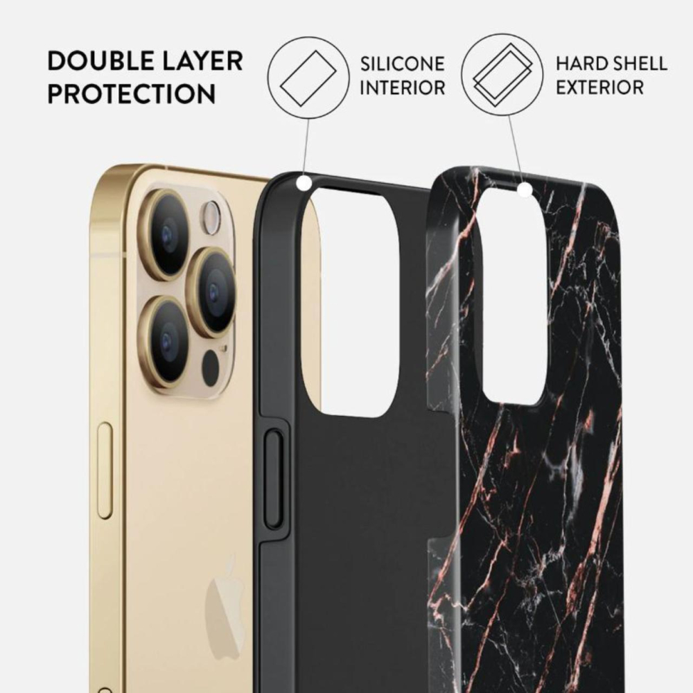 Husa iPhone 13 Pro Burga Dual Layer Rose Gold Marble [3]