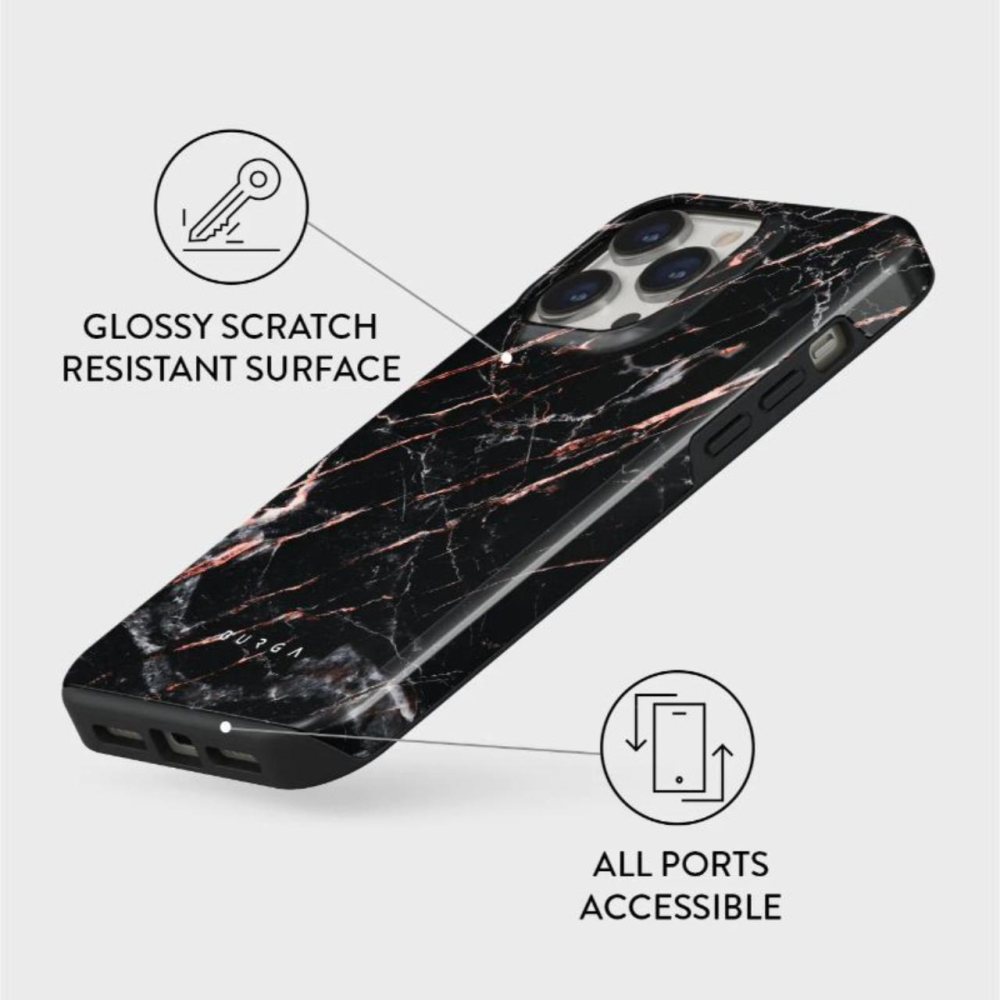 Husa iPhone 14 Pro Burga Dual Layer Rose Gold Marble [2]