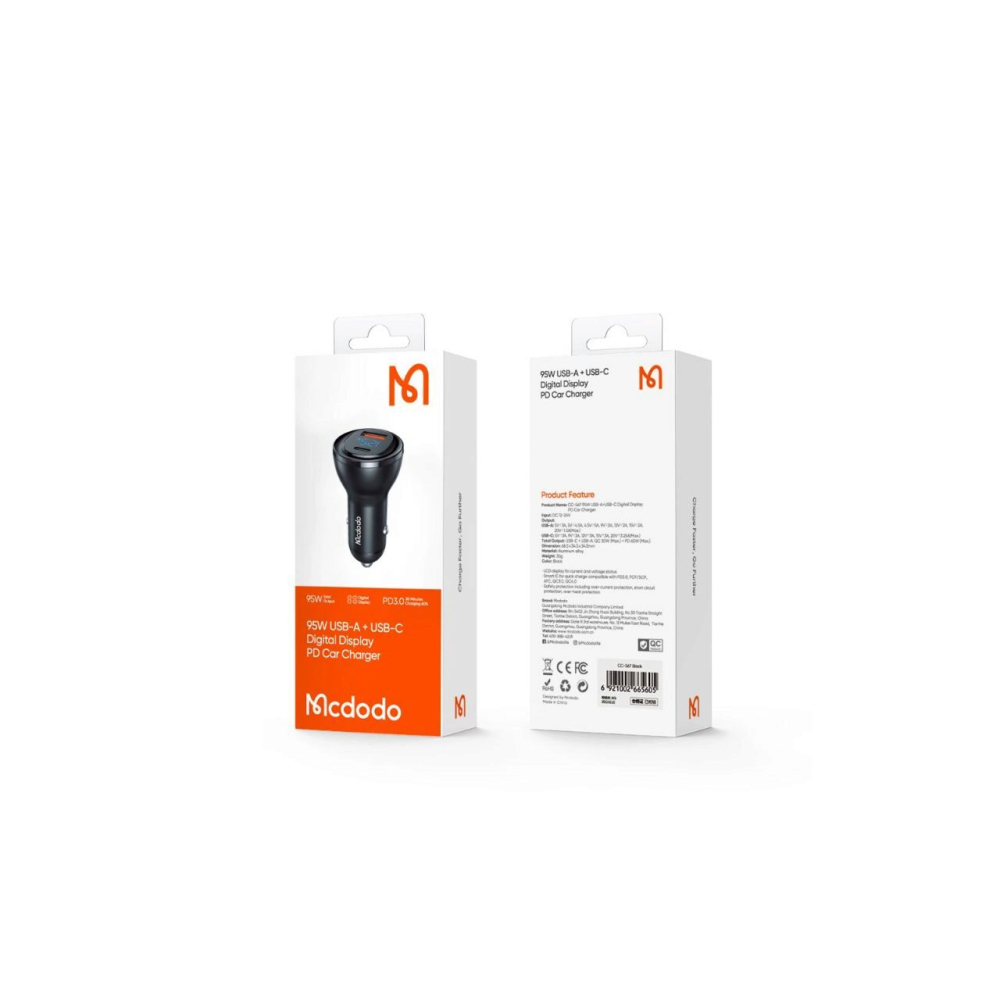 Incarcator Auto Mcdodo Aurora Series Digital Display PD Fast Charger USB-Type-C 95W Black [7]