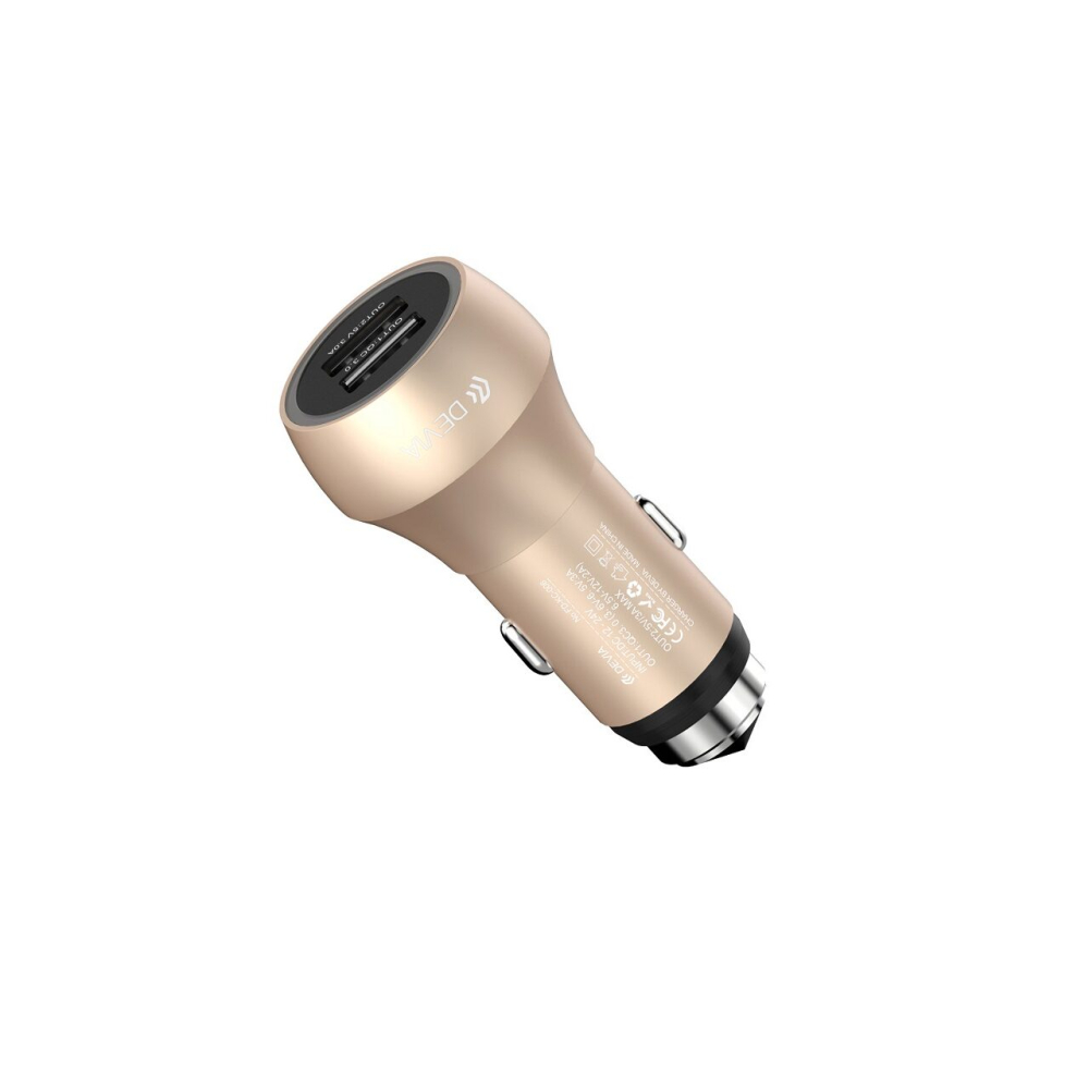 Incarcator Auto Qualcomm 3.0 3A Devia Hammer Dual USB Champagne Gold [4]