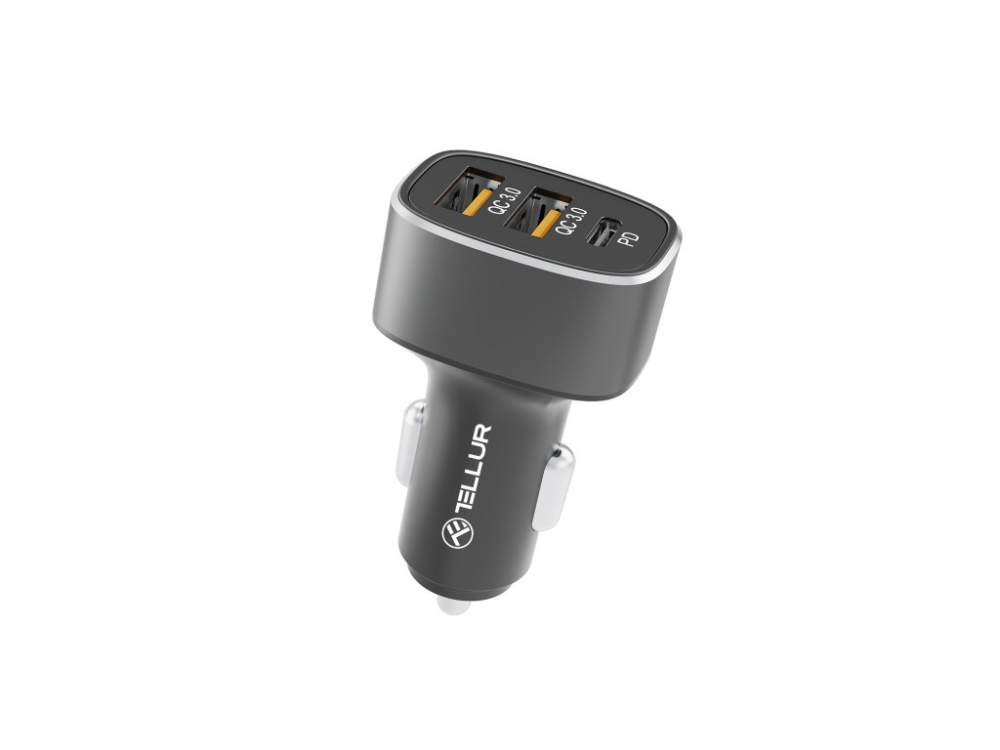 Încărcător auto Tellur FCC9, 56W, 9A (2xQC3.0 + PD20W), negru [2]