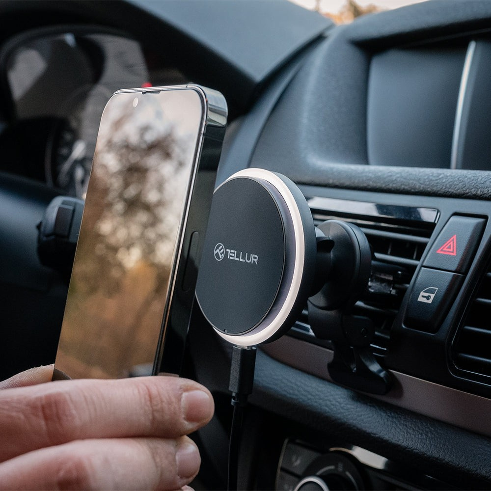 Încărcător auto wireless Tellur, compatibil MagSafe, 15W, negru [10]