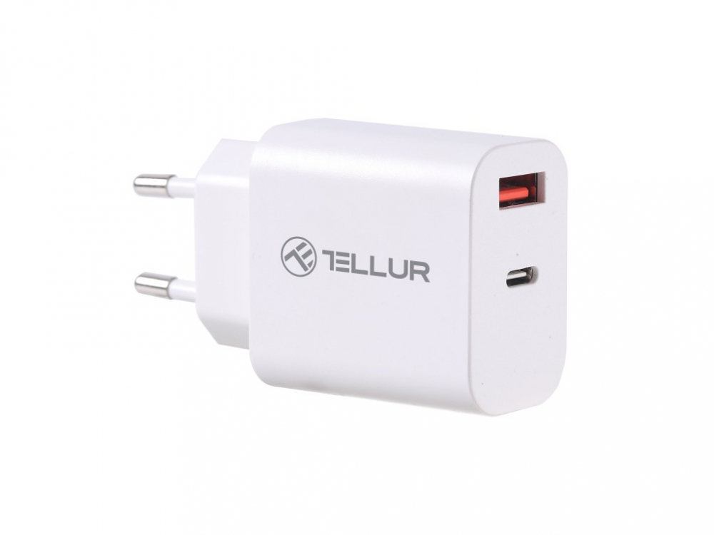 Încărcător priză Tellur PDHC101 cu două porturi, PD 20W + QC3.0 18W, alb [5]