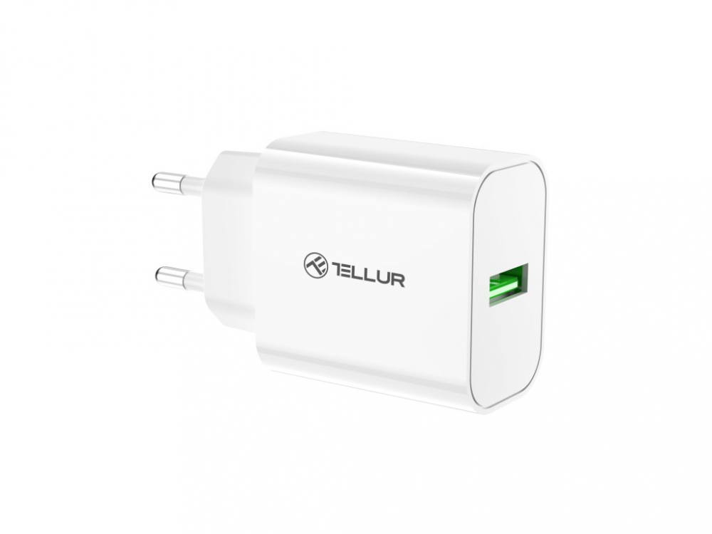 Încărcător priză Tellur USB-A QC3.0, 18W, alb [1]